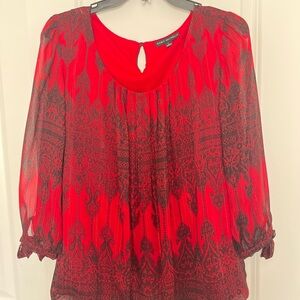 Sara Michelle Red and Black Blouse
